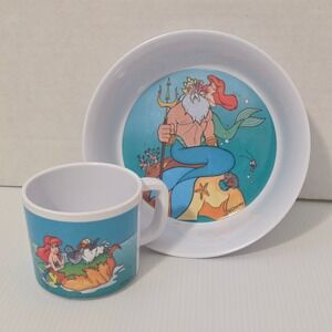 Disney Zak Designs The Little Mermaid Bowl and Mug Set OS Blue Fair Vintage